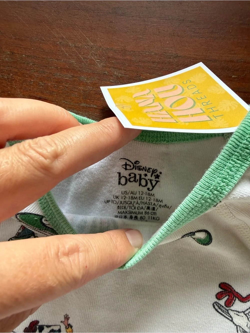 Disney Kids White Pajama Set with Mint Green Trim Toy Story‎